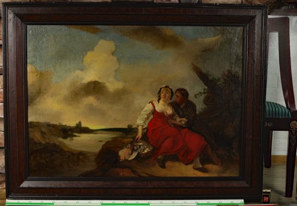 Umkreis Jean Antoine Watteau Ölgemälde antik galantes Paar