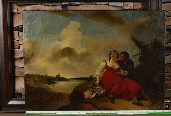 Umkreis Jean Antoine Watteau Ölgemälde antik galantes Paar