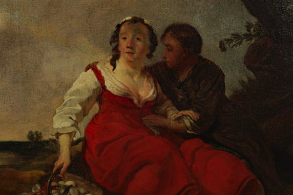 Umkreis Jean Antoine Watteau Ölgemälde antik galantes Paar