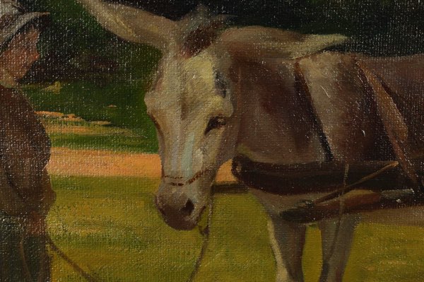 Umkreis Julius Paul Junghanns Ölgemälde antik Esel