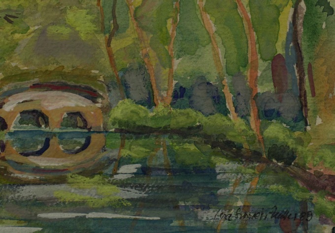 Vera Schröter Müller Aquarell Fluss Brücke