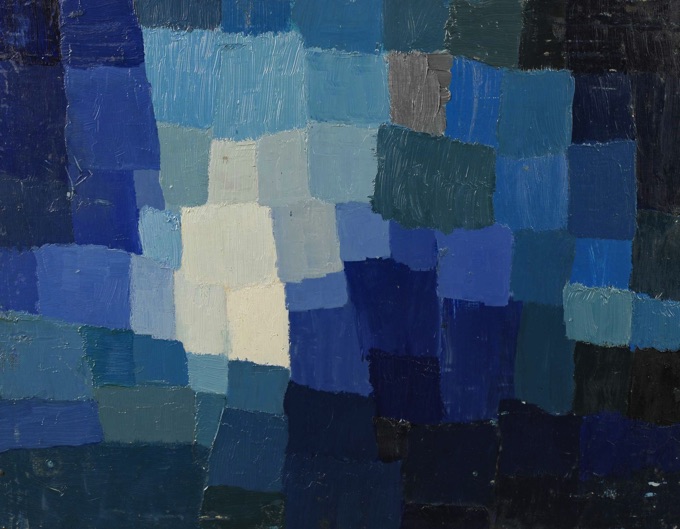 Verena Brixner Ölgemälde Komposition in blau