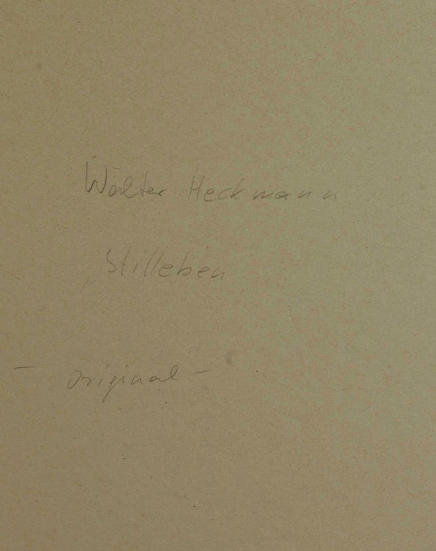 Walter Heckmann Gemälde Tempera Acryl Stillleben Kürbis Äpfel Muscheln