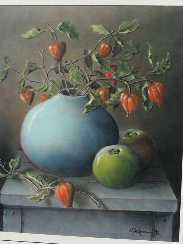 Walter Heckmann Gemälde Tempera Acryl Stillleben Physalis 1992