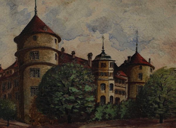 Weber altes Schloss Stuttgart Aquarell