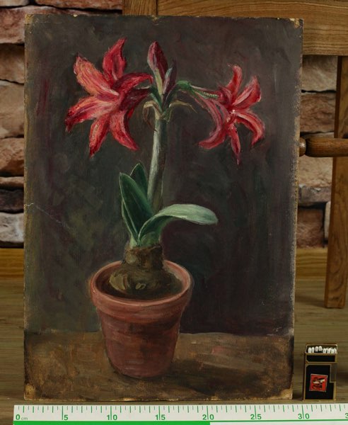 Zuschreibung Wilhelm Raab 1907-1989 Ölgemälde älter Stillleben Amaryllis Blumen