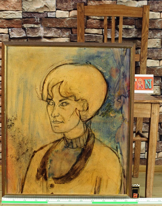 unleserlich signiert 1967 Ölgemälde Portrait Frau expressiv abstrakt akademisch