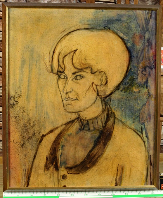 expressives älteres Gemälde Potrait Frau 1967
