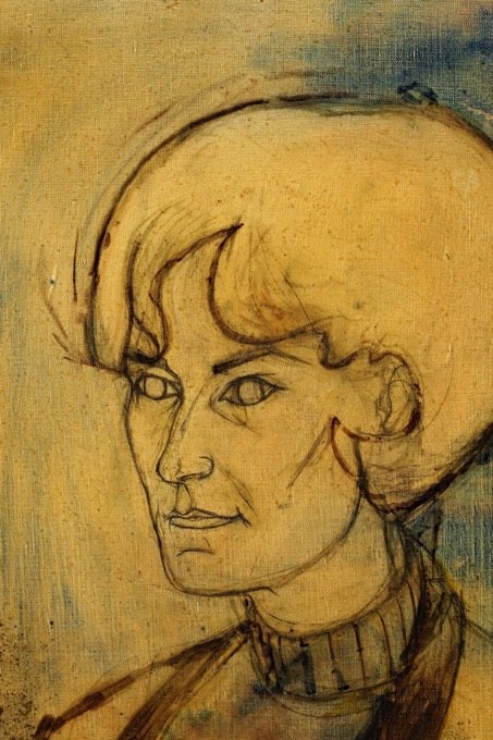 expressives älteres Gemälde Potrait Frau 1967