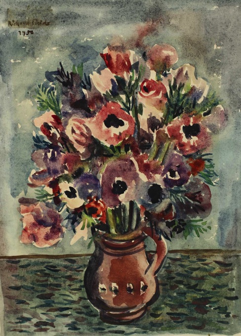 signiert 1950 Aquarell Stillleben Blumen