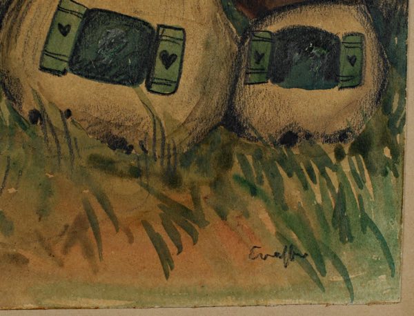 signiert Aquarell Pilze Pilzdorf