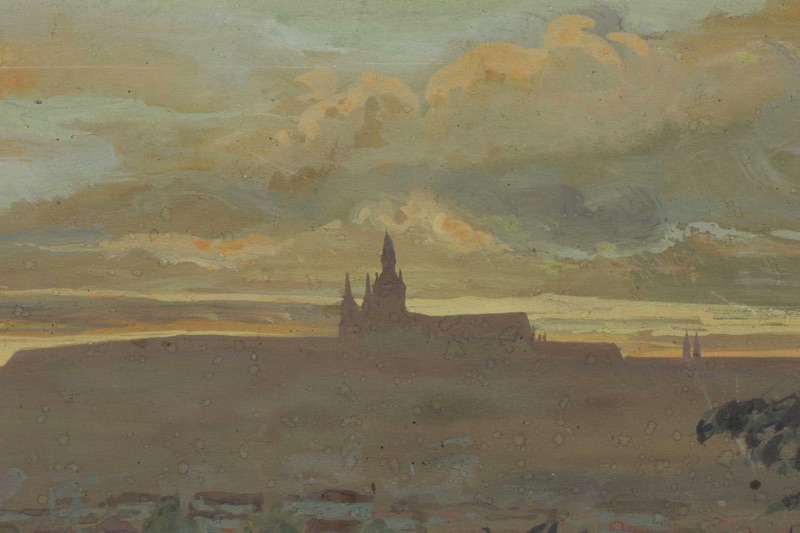 signiert Aquarell antik Prag Karlsbrücke