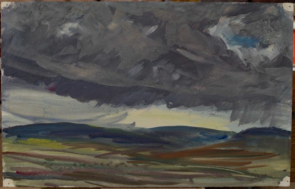 signiert Gouache Wolken Schoeller Papier