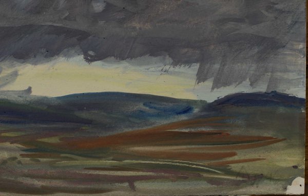 signiert Gouache Wolken Schoeller Papier