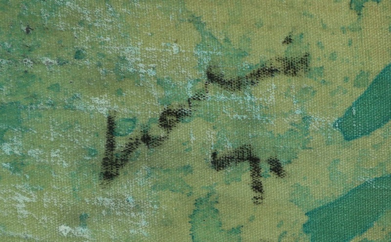 signiert Mischtechnik Textil Pferde