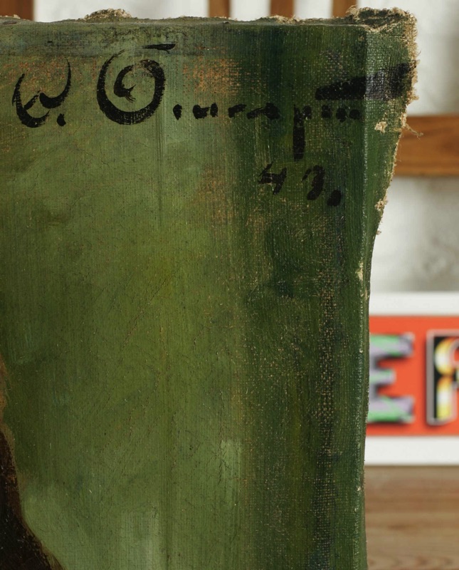 signiert Ölgemälde Portrait Frau Sessel 1943