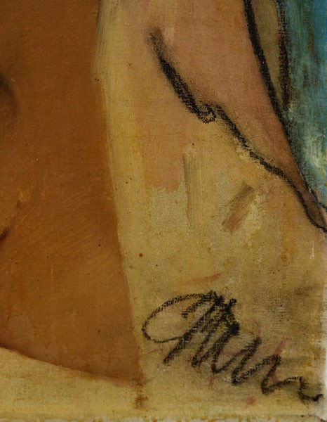signiertes Ölgemälde Portrait Frau abstrakt
