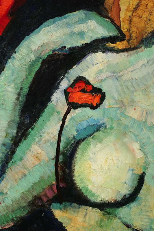signiertes älteres Ölgemälde Avantgarde Akt Frau Blume