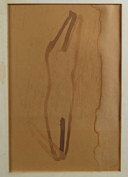 undeutlich Wenzel Wetzel Aquarell von 1982 abstrakt Komposition Strich