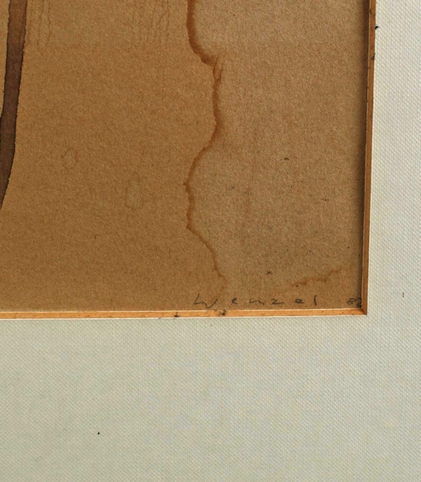 undeutlich Wenzel Wetzel Aquarell von 1982 abstrakt Komposition Strich