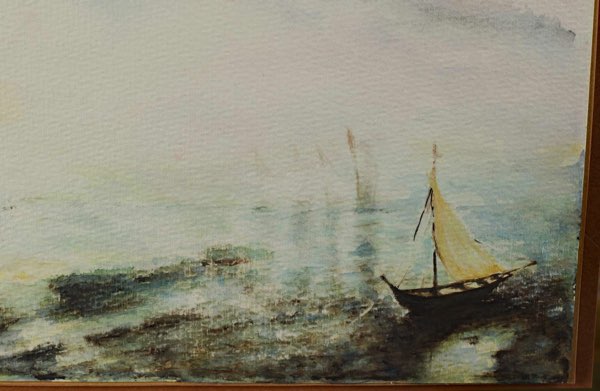 unleserlich signiert Aquarell maritim Boote