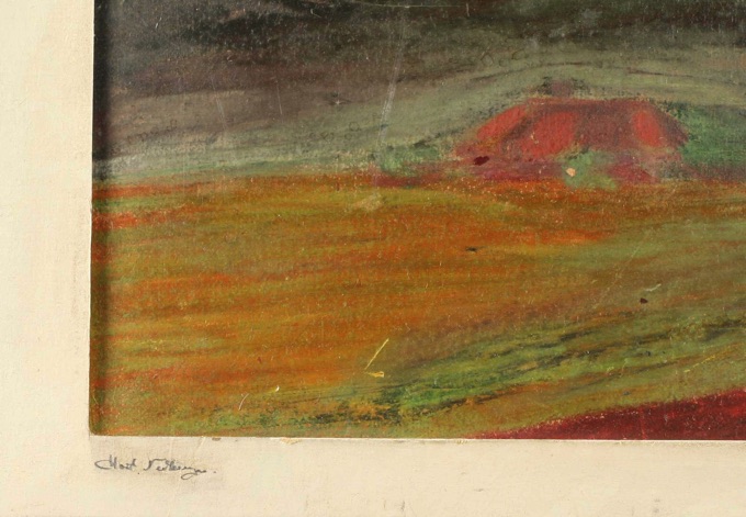 unleserlich signiert Gemälde expressive Landschaft