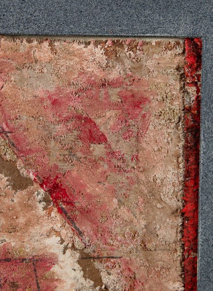 unleserlich signiert Mischtechnik Gemälde abstrakt Tipi