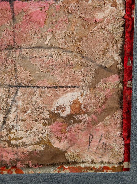 unleserlich signiert Mischtechnik Gemälde abstrakt Tipi