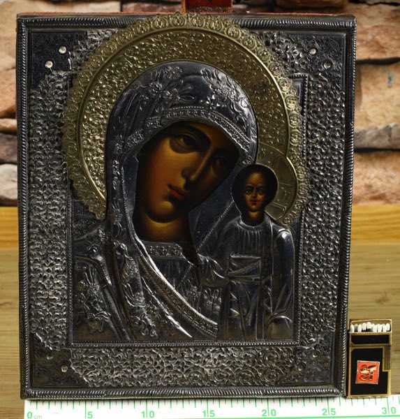 Ikone Maria Christusknabe Oklad Nimbus vergoldet